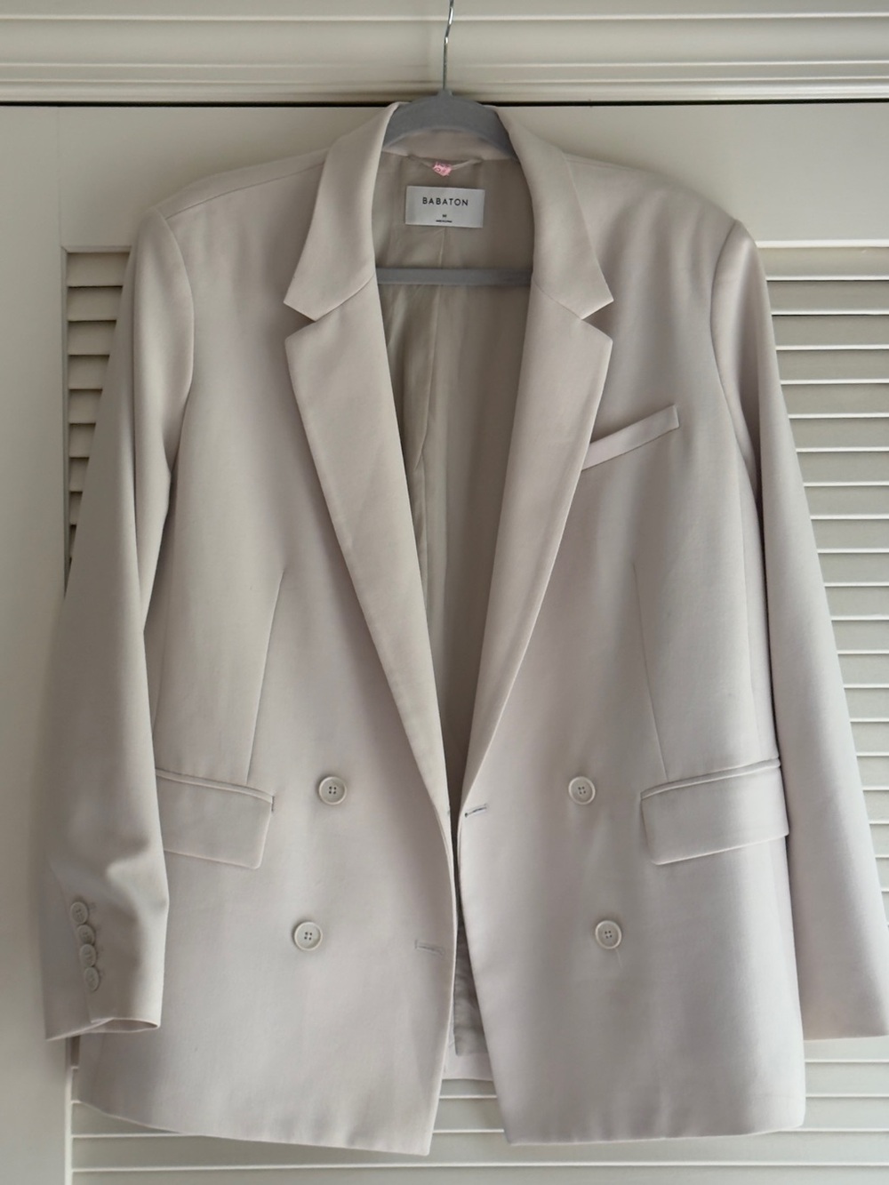 Aritzia Babaton Double-Breasted Blazer in Bone